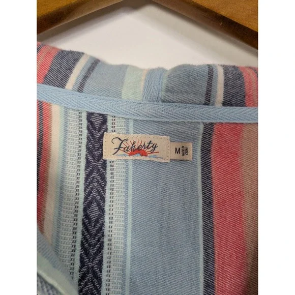 Faherty Baja Poncho Sweater Flannel Top Women's M Organic Cotton Southwestern - Picture 2 of 8